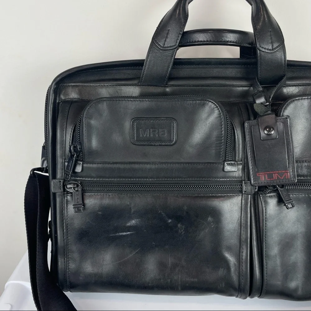 TUMI Black Leather Alpha Briefcase